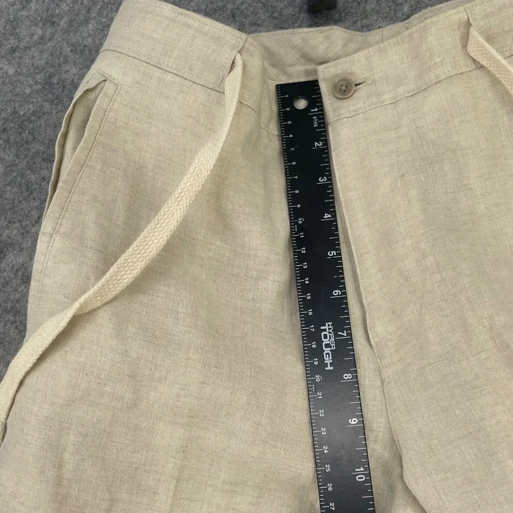 Tasso Elba Pants Men 30x30 Beige 100% Linen Drawstring Straight Leg Trousers